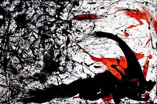 quadro moderno dipinto con acrilico titolo fuggire dal nulla cm. 120x80