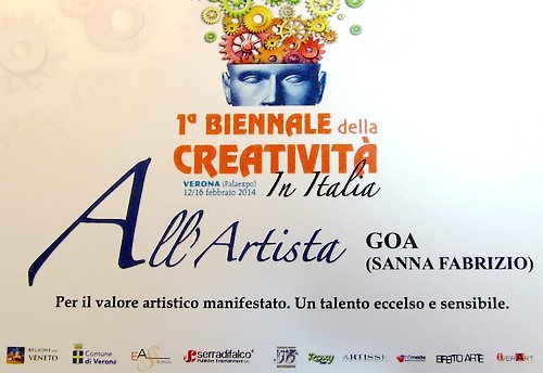 La targa della biennale d'arte di Verona per il pittore Sardo Fabrizio Sanna