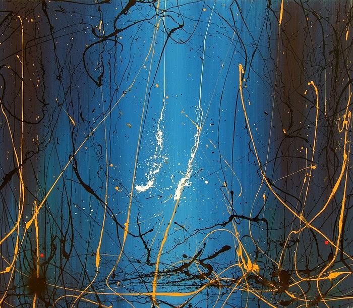QUADRO SU TELA DIPINTO A MANO CON COLORI ACRILICI E SMALTI AD ACQUA DAL TITOLO " I GEMELLI "