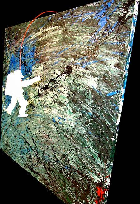 ALTRA VEDUTA DEL QUADRO SEMPRE CON L'AUSTRONAUTA IN SOSPENSIONE