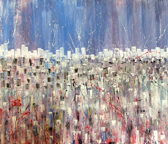 GRANDE QUADRO SU TELA DAL TITOLO COLORS OF NEW YORK CITY, UNA METROPOLI TUTTA COLORATA EMULTIETNICA