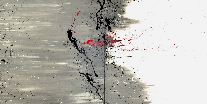 PITTORE GOA QUADRI MODERNO IN STILE ACTION PAINTING, MAGIC MOMENT