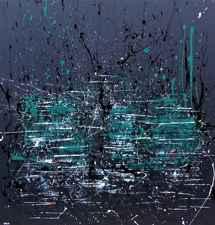 Pittore artista Goa quadri moderni di arte contemporanea, titolo della opera "Le lacrime del Buddha" una tela unico esemplare con gli occhi verdi del Buddha e due lacrime rosse