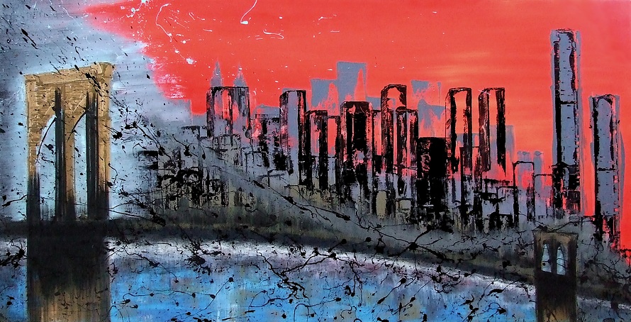 50x70cmx3Pcs WTYBGDAN Quadri su Tela 3 Pezzi Pittura murale Moderna Opere dArte New York Ponte di Brooklyn Quadri Moderni Decorativi per la casa Senza Cornice 