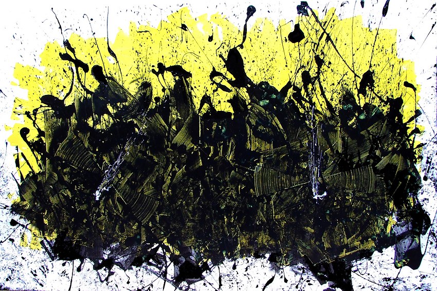 Quadri moderni e astratti realizzati su richiesta di grande formato cm. 170x110 con colori a scelta nero, giallo, bianco