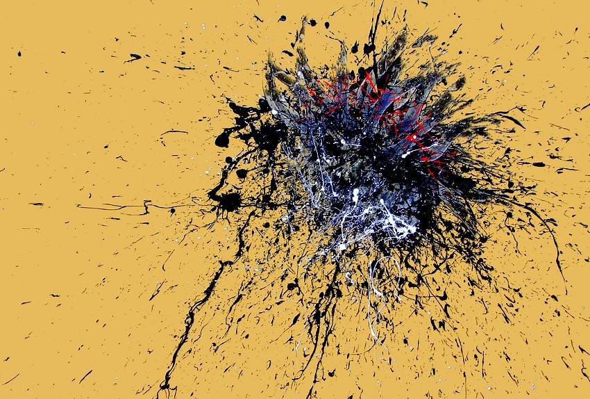 Quadro di grandi dimensioni su tela cm.150x100, dal titolo Fuggire dal nulla. Uno sfondo color giallo ocra fa da padrone ad un tema molto delicato come quello di Gesù Cristo, ritratto astrattamente nel dipinto dove si intravede il suo profilo e la corona di spine insanguinata