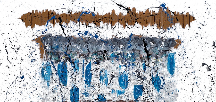 QUADRO SU TELA DIPINTO A MANO, DI GRANDI DIMENSIONI CM 210X100, 2 METRI. DIPINTO A MANO CON COLORI ACRILICI CON LA TECNICA ACTION PAINTING. QUESTO QUADRO SIMBOLEGGIA LA CREAZIONE DELLA VITA AD OPERA DEL CREATORE DIVINO. IL DIO GENERA LA VITA SULLA TERRA ALLA PARI DI UN DIRETTORE DI ORCHESTRA CHE COMPONE E DIRIGE UNA SINFONIA. IL DIO, SIMBOLEGGIATO DA UN AMMASSO DI NUBI, GENERA LA VITA SULLA TERRA FECONDANDOLA DI ACQUA DIVINA CHE PORTERA OGNI SEME A GERMOGLIARE. SOPRA LE NUBI, UN AMMASSO TURBINOSO DI COLOR MARRONE SIMULA IL COLORE DELLA TERRA, E AL SUO INTERNO SI MANIFESTANO LO SPRETTO, LA FREQUENZA, LE BANDE DI UNO SPARTITO MUSICALE. LA SINFONIA PERFETTA DELLA CREAZIONE