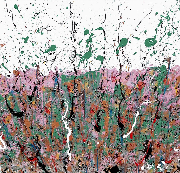 QUADRO MODERNO DI GRANDI DIMENSIONI DIPINTO A MANO SU TELA, UNICO ESEMPLARE, TIRATURA UNICA, DIPINTO CON COLORI VIVACI COME IL VERDE CHIARO, IL ROSSO, IL ROSA, L'AZZURRO, IL GIALLO, IL MARRONE, TUTTI COLORI CHE RICHIAMANO LA PRIMAVERA