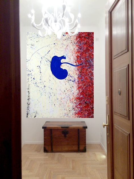 Il quandre quadro inserito nell'ambientazione futura nella casa del cliente di Bolzano