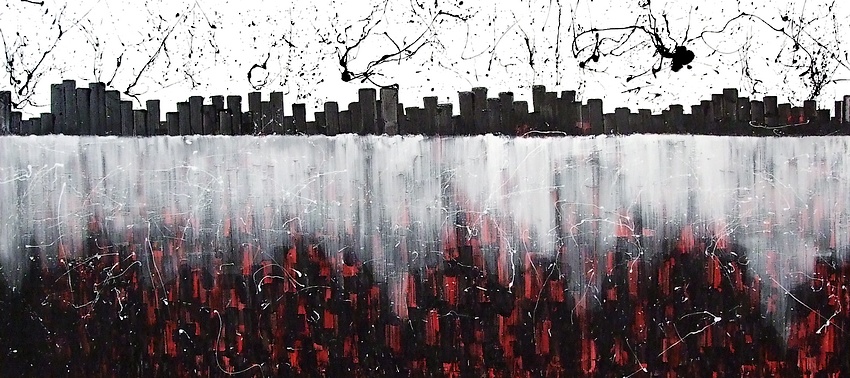 QUADRI MODERNI PER SOGGIORNO, DIVANO BY ARTIST GOA,TITOLO SOGNANDO NEW YORK, CM.150X100, MT.1,5X1