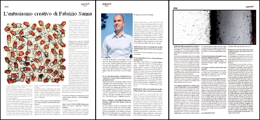 INTERVISTA AL J.POLLOCK CONTEMPORANEO IN ARTE GOA, EFFETTUATA DALLA RIVISTA  MENSILE CLUTURALE 2000 DELLA SVET SRL