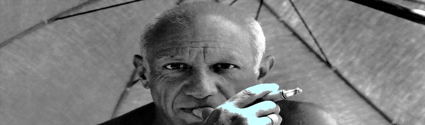 ritratto in colori bianco e nero del pittore pablo picasso