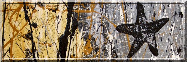 Particolare del dipinto e della tecnica action painting