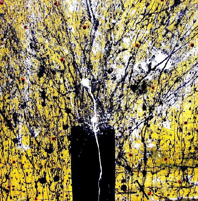 QUADRO MODERNO REALIZZATO A MANO DALL'ARTISTA GOA INTITOLATO "LA PIETRA NERA"