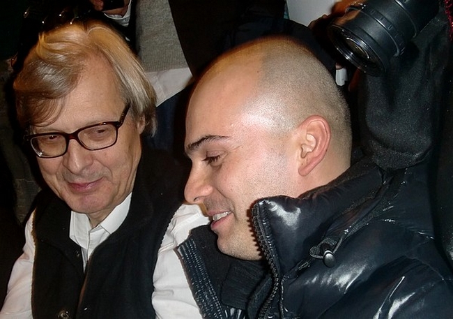 L'artista fabrizio sanna con il critico d'arte vittorio sgarbi